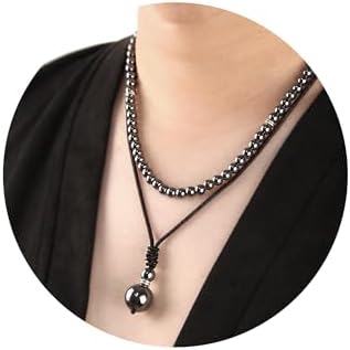 ISAAC WESTMAN Black Onyx Bead Necklace For Men, 8mm Black Onyx